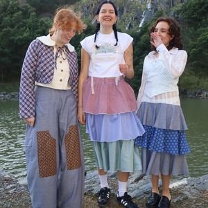 Handmade Gingham Picnic Three-tiered Ruffle Skirt